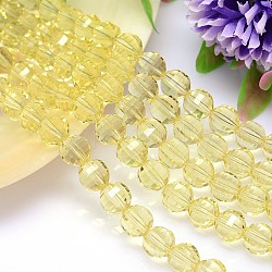 Chapelets de perle ronde d' imitation cristal autrichien à facettes, grade AAA, jaune clair, 10mm, Trou: 0.9~1mm, Environ 40 pcs/chapelet, 15.7 pouce