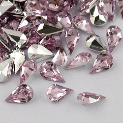 Garment Accessories Pointed Back Taiwan Acrylic Rhinestone Cabochons, Faceted Teardrop, Pale Violet Red, 6x4x3mm