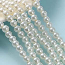 Cottura dipinto di perle di vetro perlato fili di perline rotondo, giallo chiaro, 6~7mm, Foro: 1 mm, circa 145pcs/filo, 31.4 pollice