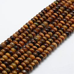 Natürlichen Tigerauge Perlen Stränge, Rondell, 6x4 mm, Bohrung: 1 mm, ca. 96~97 Stk. / Strang, 15.3 Zoll (39 cm)