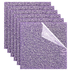 Feuilles acryliques transparentes, avec de la poudre de paillettes, carrée, support violet, 150x150x2.8~3mm