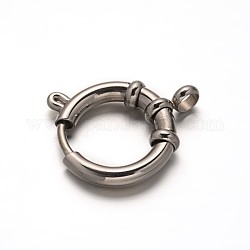 304 Stainless Steel Spring Ring Clasps, Stainless Steel Color, 23x18x4.5mm, Hole: 3mm