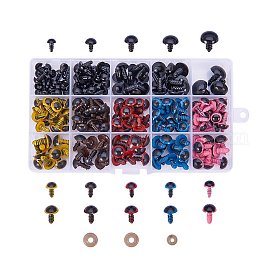 Wholesale PandaHall Elite 24 Sets 6 Colors Plastic Doll Eyes 