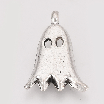 Tibetan Style Alloy Pendants, Ghost, Cadmium Free & Nickel Free & Lead Free, Antique Silver, 20x13.5x3mm, Hole: 1mm, about 815pcs/1000g