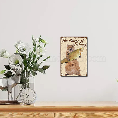 The Power of Fishing,12 x 8 Inches Vintage Funny Poster Wall Decor Art Gift  Retro Picture Metal Sign