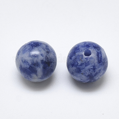 6mm Blue Spot Stone Beads Smooth Round Blue Gemstone Beads (12 beads) Blue  Stone Beads, Blue and White Natural Sale Coupons
