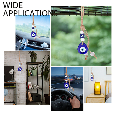 1 Pack Devil'S Eye Pendant, Metallic Blue Tassel Protective Sign, Suitable  For Home/Office Decoration, Car Rearview Mirror Accessories Decoration