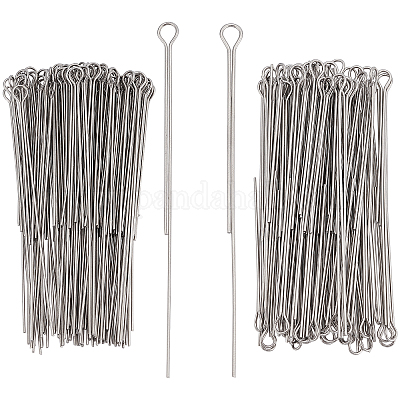 SUPERFINDINGS about 200Pcs 2 Style Fishing Spinner Shaft 70x0.7~0.8mm Wire  Spinner Bait 304 Stainless Steel Fishing Looped Spinner Parts Component for