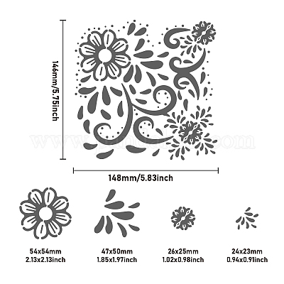 BENECREAT Flower Pattern Metal Stencil, 6x6 inch Stainless Steel Reusable  Flowers and Polka Dots Drawing Template Stencils for Wood Burning