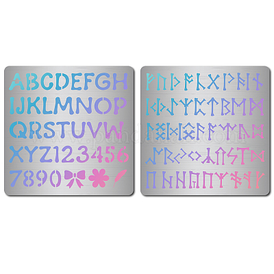 Shop GORGECRAFT 2PCS Stainless Steel Runes Stencil Letter Metal