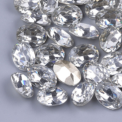 Cabochons en résine avec strass de dos avec point&nbsp;CRES-S379-13x18mm-B14-1