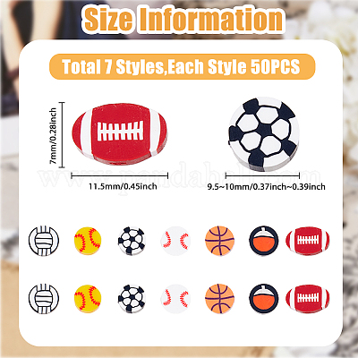 Wholesale SUPERFINDINGS 350Pcs 7 Style Sports Beads Basketball Polymer Clay  Beads Clay Ball Beads Baseball Loose Beads Volleyball Rugby Beads for  Jewelry Making 