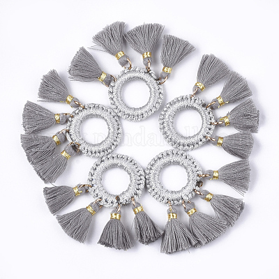 Pendentifs pompons en polycoton (polyester coton)&nbsp;FIND-Q077-12-1