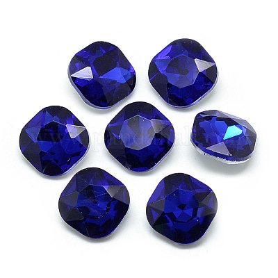 Cabochons en verre avec strass de dos avec point&nbsp;RGLA-T032-10x10mm-11-1