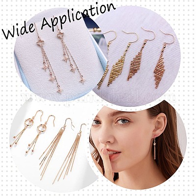 316 Surgical Stainless Steel Earring Hooks, Ear Wire, with Horizontal Loop,  Rose Gold, 16x16~19.5x3mm, Hole: 2mm, Pin: 0.7mm
