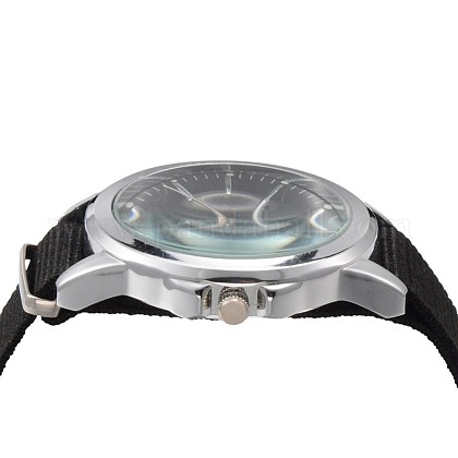 ユニセックスステンレス鋼編組ナイロンロープクォーツ腕時計  ブラック  240x20ミリメートル  ウオッチヘッド：50x45x12.5ミリメートル ：ウオッチフェス：34ミリメートル WACH-N033-07B-1