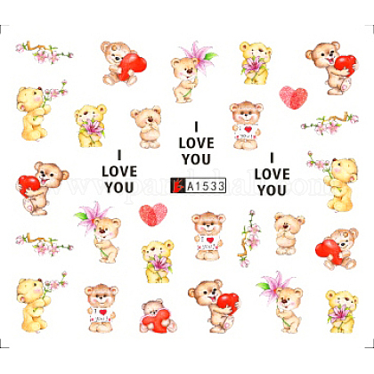 ネイルアート用品水転写ネイルシール ネイルチップの装飾用 クマ カラフル 6 125x5 3cmの通販 Jp Pandahall Com