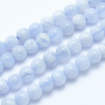 Natürlichen blauen Spitze Achat Perlen Stränge G-E483-08-4mm-1