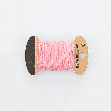 ジュートコード  ジュートストリング  ジュートより糸  3プライ  ジュエリー作りのための  ピンク  2mm  約10.93ヤード（10m）/ボード OCOR-WH0016-06D-1