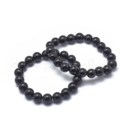 Bracelets synthétiques en perles de pierre noire synthétiques X-BJEW-K212-A-032-1