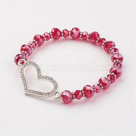 Glass Pearl Beads Stretch Bracelets BJEW-JB03133-05-1