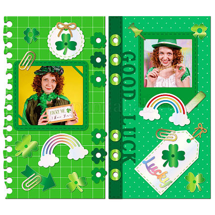 GLOBLELAND St. Patrick's Album Inside Page Cutting Dies for Card Making Clover Page Metal Die Cuts Cutting Dies Template DIY Scrapbooking Embossing Paper Album Craft Decor DIY-WH0309-1638-1