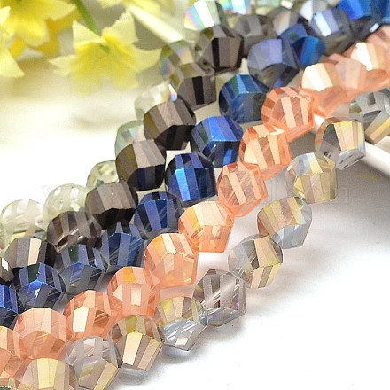 Electroplate Faceted Twist Glass Beads Strands EGLA-J095-M-1