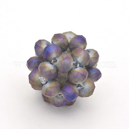 Electroplate Rondelle Frosted Glass Crystal Round Woven Beads GLAA-A034-10mm-F04-1