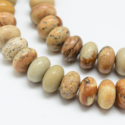 Chapelets de perle en jaspe avec images naturelles G-R408-5x8-03-1