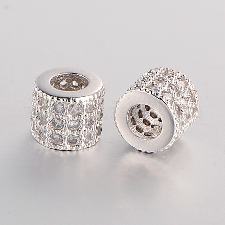 Perles de colonne en laiton avec zircone cubique de micro pave ZIRC-J004-09P-1