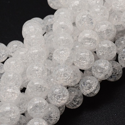 Perles rondes en verre craquelé brins CCG-E001-12mm-04-1
