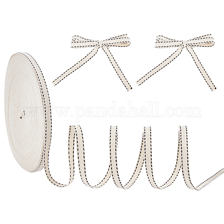 Dot Stripe Cotton Ribbons SRIB-WH0011-050-1