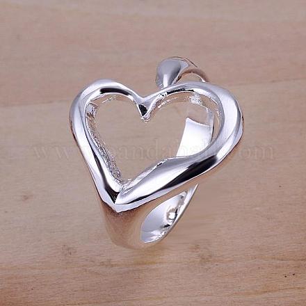 Romantic Heart Adjustable Brass Cuff Rings RJEW-BB13242-1