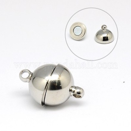 304 Stainless Steel Magnetic Clasps with Loops STAS-K006-14mm-04C-1