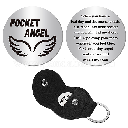 CREATCABIN Pocket Hug Token Gift Inspirational Long Distance Relationship Double-Sided Coin Inspirational Gifts for Friends Women Men Bestie Daughter Son Coworker 1.2 x 1.2 Inch-Pocket Angel AJEW-CN0001-43C-1