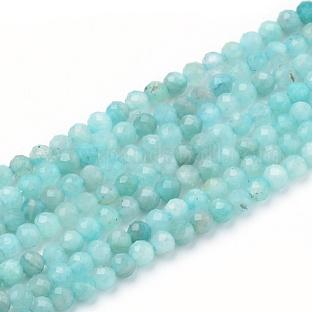 Chapelets de perles en amazonite naturelle G-Q961-14-3mm-1