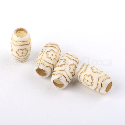 Column with Flower Plating Acrylic Beads PACR-Q102-182A-1
