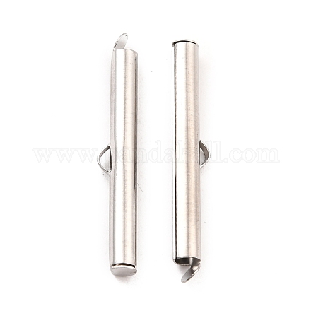 304 Stainless Steel Slide On End Clasp Tubes STAS-C044-08E-P-1