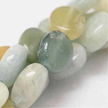 Ovales hebras de perlas naturales de color turquesa G-O139-02C-1