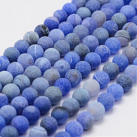 Frosted Natural Agate Beads Strands G-F367-6mm-01-1