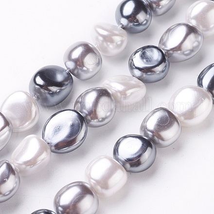 Electroplate Shell Pearl Beads Strands BSHE-O019-13-1