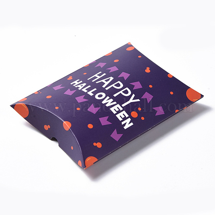 ハロウィン枕キャンディーギフトボックス  包装箱  ハロウィン感謝祭  ハッピーハロウィン  パープル  14.1x9.5x2.8cm CON-L024-C01-1