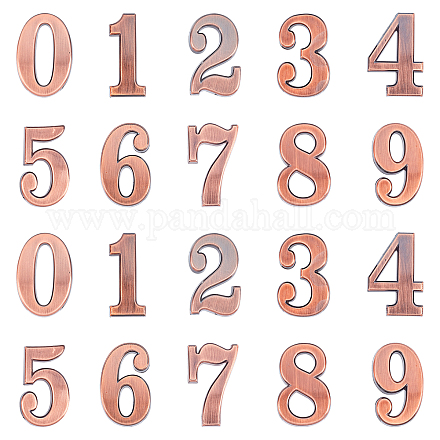 SUPERFINDING 40Pcs Number 0~9 ABS Plastic Mirror Wall Stickers DIY-FH0002-41R-1