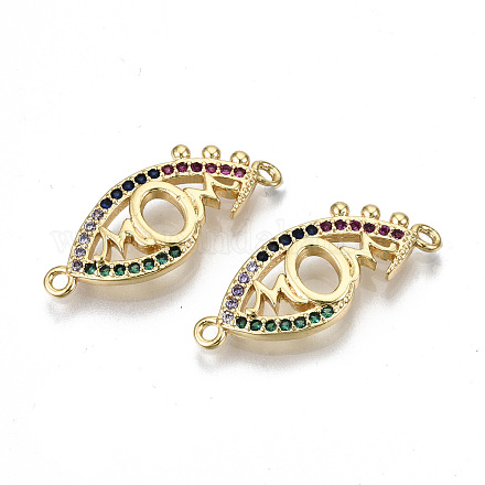 Brass Micro Pave Colorful Cubic Zirconia Links Connectors KK-S061-100G-NR-1