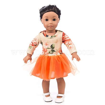 Кукольное платье из хлопка с цветочным узором DOLL-PW0001-100-10-1