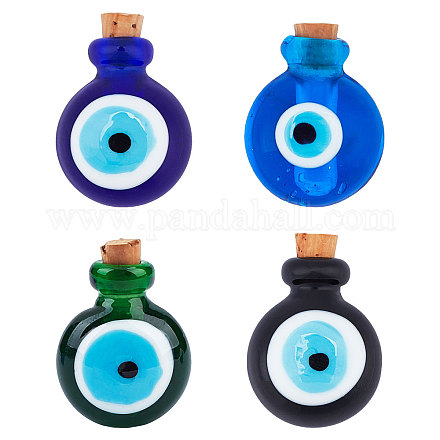 Superfindings 4 pièces 4 couleurs pendentifs de bouteille de parfum au chalumeau faits à la main LAMP-FH0001-02-1
