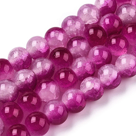 Fili di perle di vetro imitazione giada dipinti con cottura crackle DGLA-T003-8mm-12-1