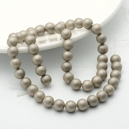 Chapelets de perles rondes en coquille mate BSHE-I002-10mm-15-1
