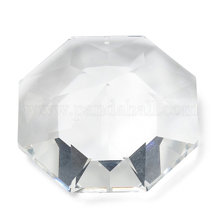 透明なガラスビッグペンダント  多面カット  シャンデリアクリスタル吊り下げペンダント用  八角形  57x57x23.5mm  穴：1.8mm GLAA-R223-09A-1