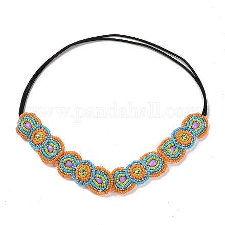 Retro-Haarband aus elastischem Gummi mit Glas- und Kunststoffperlen für Frauen und Mädchen OHAR-B005-01D-1